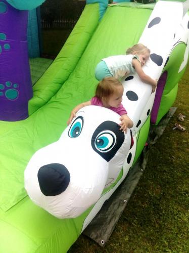 Kids nehmen sich die Hüpfburg "Puppy" vor